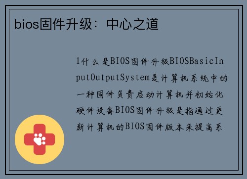 bios固件升级：中心之道